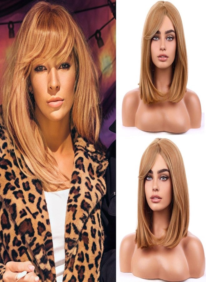 MAGQOO Strawberry Blonde Wig Women Short Straight Strawberry Bob Wig with Side Bangs Halloween Costume Cosplay Wigs - Image 1
